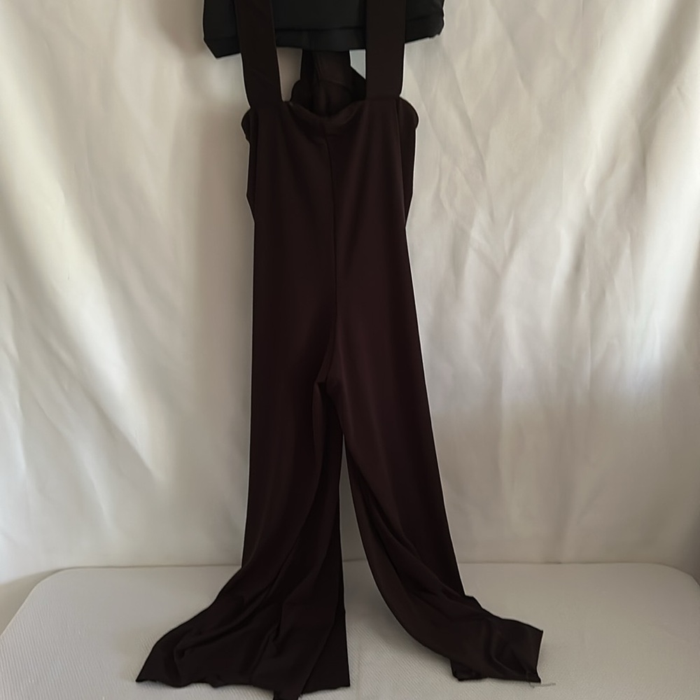 Weissman Solid Black Women's XL One Piece Jumper Overall Style Pants Open Middle - Picture 4 of 7